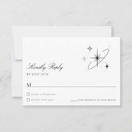 Modern Starry Night Celestial Wedding RSVP Card (Voorkant)