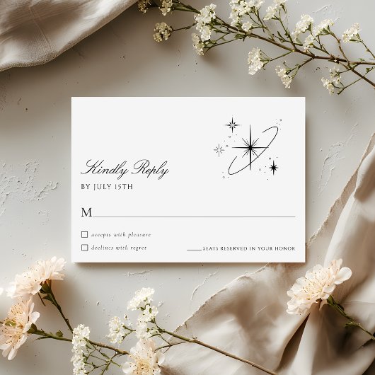 Modern Starry Night Celestial Wedding RSVP Card Kaartje
