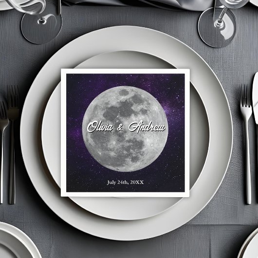 Modern Starry Night Full Monn Wedding  Servet