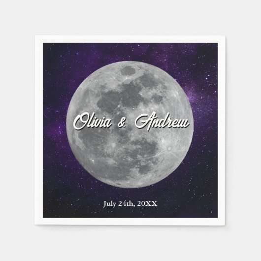 Modern Starry Night Full Monn Wedding Servet (Voorkant)