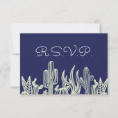 Modern Starry Sky en Cactus Navy Wedding RSVP (Voorkant)