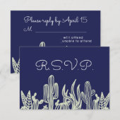 Modern Starry Sky en Cactus Navy Wedding RSVP (Voorkant / Achterkant)