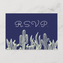Modern Starry Sky en Cactus Navy Wedding RSVP