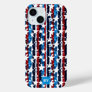 Modern Stars and Stripes Monogram Nederland iPhone 15 Case