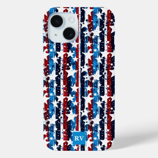 Modern Stars and Stripes Monogram Nederland Case-Mate iPhone Case (Achterkant)