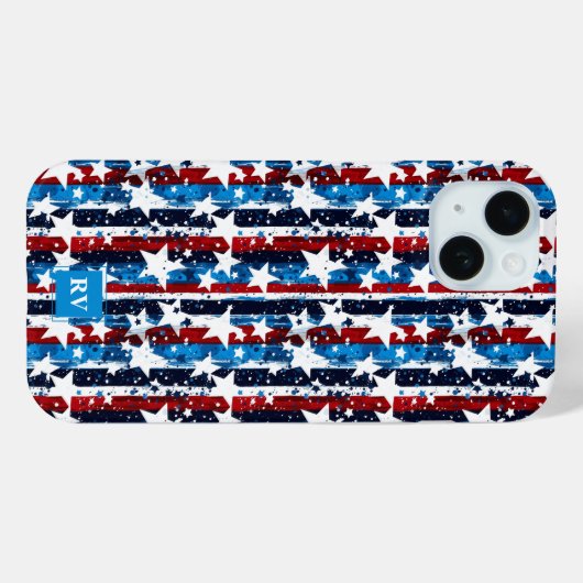 Modern Stars and Stripes Monogram Nederland Case-Mate iPhone Case (Achterkant (horizontaal))