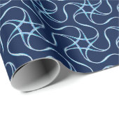 Modern Stars Pattern Unique Trippy Cool Navy Blue Cadeaupapier (Rol Hoek)