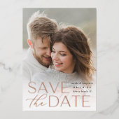 Modern Statement | Verticale foto Save The Date Folie Uitnodiging (Voorkant)