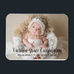 Modern Stats Name Foto Personalized Birth Magneet<br><div class="desc">Aangepersonaliseerde baby foto-geboorteaankondiging. Voeg je geboortefoto van baby toe. Voeg je persoonlijke gegevens toe om aan te passen. Een mooie manier om je nieuwe komst aan al je familie en vrienden voor te stellen. Een koepel voor uw koelkast.</div>
