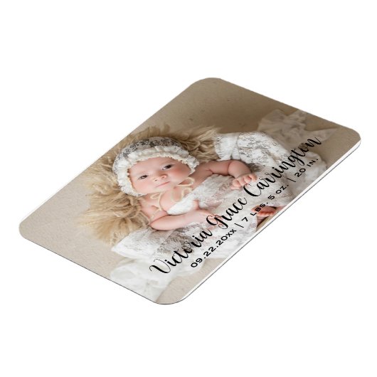 Modern Stats Name Foto Personalized Birth Magneet (Linkerzijde)