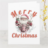 Modern Steampunk Santa and Robot Reindeer Holiday  Kaart (Gele Bloem)