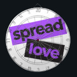 Modern, stedelijk, trillend, trendy graphic Spread Dartbord<br><div class="desc">Modern,  eenvoudig,  levendig,  playful typographic design of a saying "Spread Love" in purple and black coconto. Cool,  urban,  trendy and bold graphics design art</div>