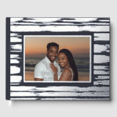 Modern Steel Grey Folie bruiloft gastenboek Beachy (Voorkant)