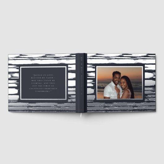 Modern Steel Grey Folie bruiloft gastenboek Beachy (Volledig)
