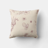 Modern Stencil Krem Floral Sierkussen (Achterkant)