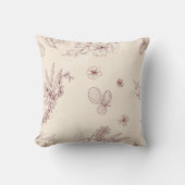 Modern Stencil Krem Floral Sierkussen (Voorkant)