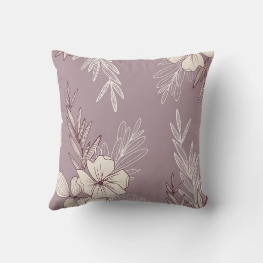 Modern Stencil Krem Floral Sierkussen (Achterkant)