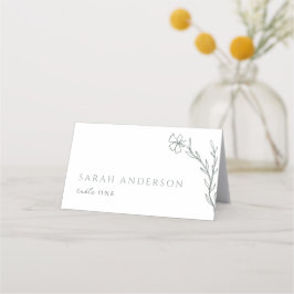Modern Stenciled Botanical Salie Moss Green Plaatskaartje