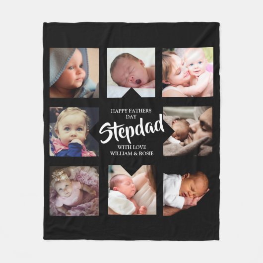 Modern Stepdad Fathers Day | Fotocollage Fleece Deken (Voorkant)