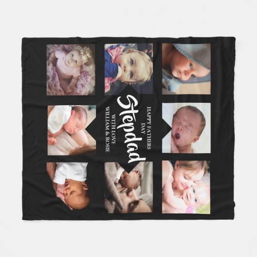 Modern Stepdad Fathers Day | Fotocollage Fleece Deken (Voorkant (Horizontaal))