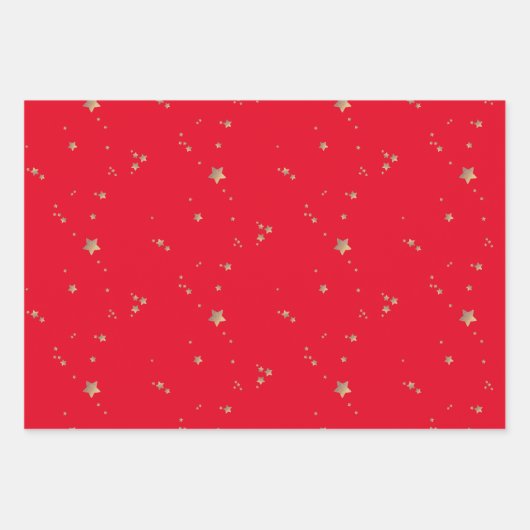 Modern Sterren | Minimalistische Witte Groene Rode Inpakpapier Vel (Voorkant 2)