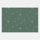 Modern Sterren | Minimalistische Witte Groene Rode Inpakpapier Vel (Voorkant)