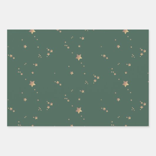 Modern Sterren | Minimalistische Witte Groene Rode Inpakpapier Vel (Voorkant)