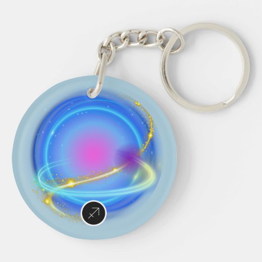 Modern sterrenbeeld Boogschutter Quote Element Fir Sleutelhanger (Achterkant)