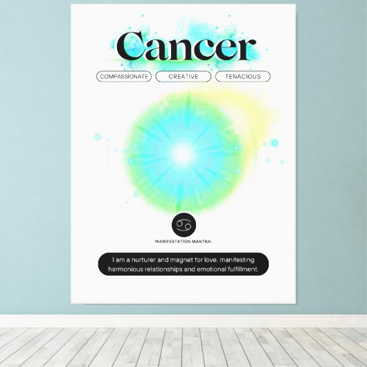 Modern sterrenbeeld kanker Quote Water Element Canvas Afdruk (Insitu (Houten vloer))