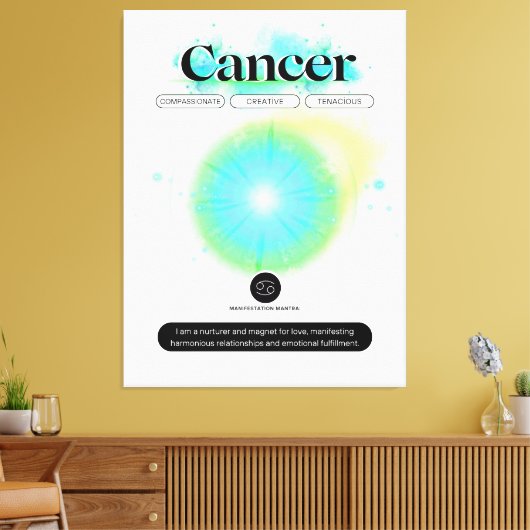 Modern sterrenbeeld kanker Quote Water Element Canvas Afdruk (Insitu (Woonkamer))
