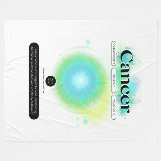 Modern sterrenbeeld kanker Quote Water Element Fleece Deken (Voorkant (Horizontaal))