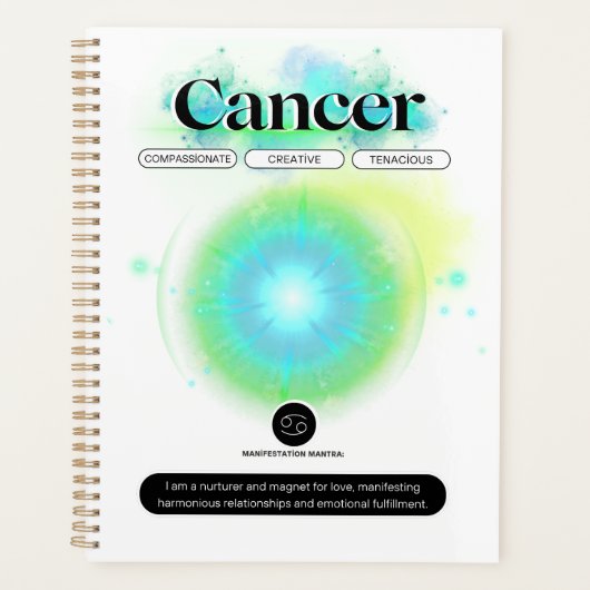 Modern sterrenbeeld kanker Quote Water Element Planner (Voorkant)