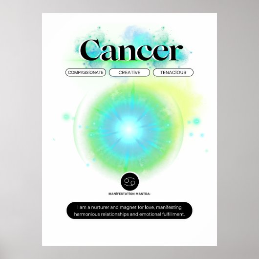 Modern sterrenbeeld kanker Quote Water Element Poster (Voorkant)