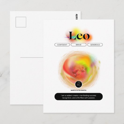 Modern sterrenbeeld Leo Quote | elementenvuur Briefkaart (Voorkant / Achterkant)