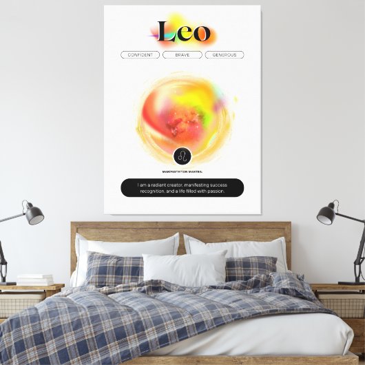 Modern sterrenbeeld Leo Quote | elementenvuur Canvas Afdruk (Insitu (Slaapkamer))