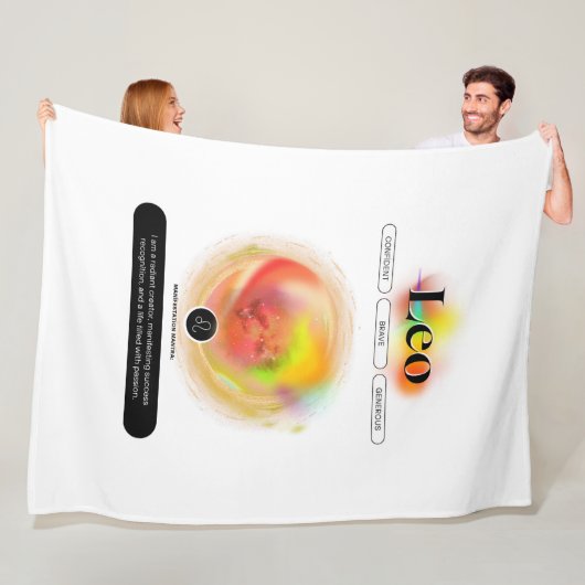 Modern sterrenbeeld Leo Quote | elementenvuur Fleece Deken (In situ)