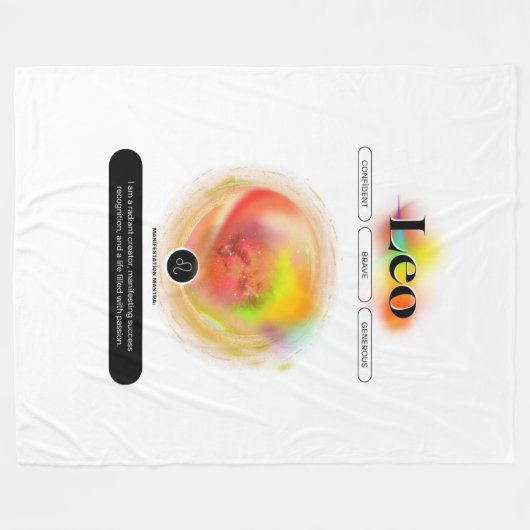 Modern sterrenbeeld Leo Quote | elementenvuur Fleece Deken (Voorkant (Horizontaal))
