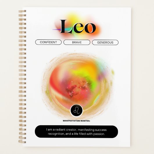 Modern sterrenbeeld Leo Quote | elementenvuur Planner (Voorkant)
