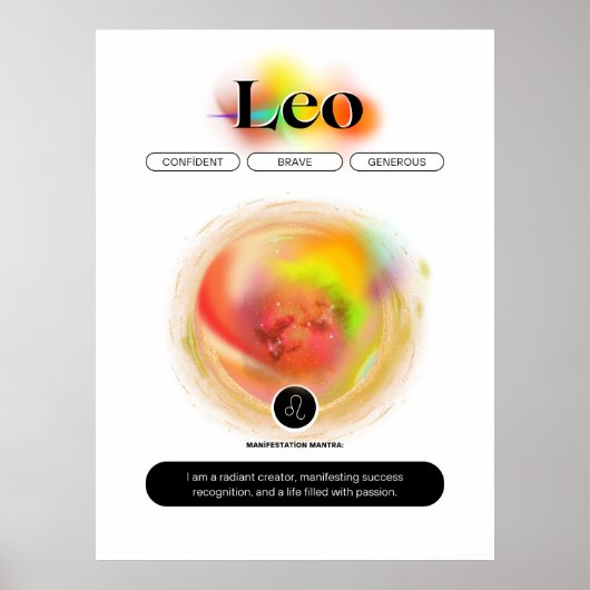 Modern sterrenbeeld Leo Quote | elementenvuur Poster (Voorkant)