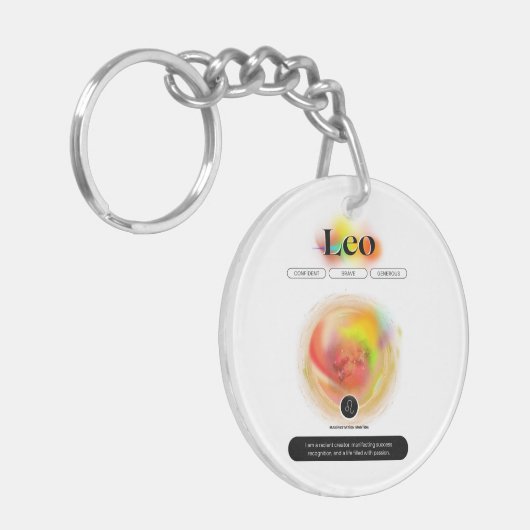 Modern sterrenbeeld Leo Quote | elementenvuur Sleutelhanger (Voorkant Links)
