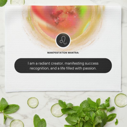 Modern sterrenbeeld Leo Quote | elementenvuur Theedoek (Gevouwen)