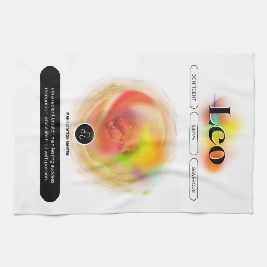 Modern sterrenbeeld Leo Quote | elementenvuur Theedoek (Horizontaal)