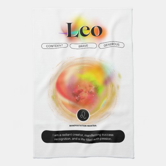 Modern sterrenbeeld Leo Quote | elementenvuur Theedoek (Verticaal)