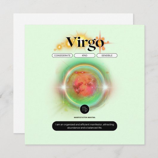 Modern sterrenbeeld Maagd Quote Aarde Element Kaart (Voorkant / Achterkant)
