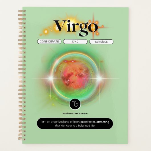 Modern sterrenbeeld Maagd Quote Aarde Element Planner (Voorkant)