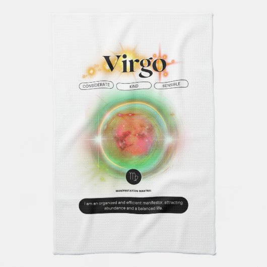 Modern sterrenbeeld Maagd Quote Aarde Element Theedoek (Verticaal)