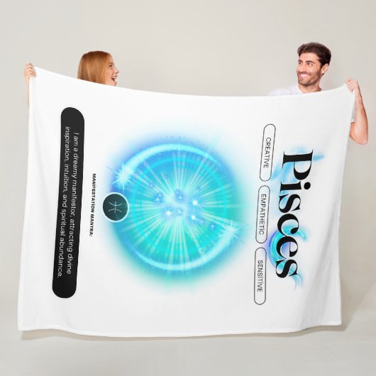 Modern sterrenbeeld PIsces Quote Water Element Fleece Deken (In situ)