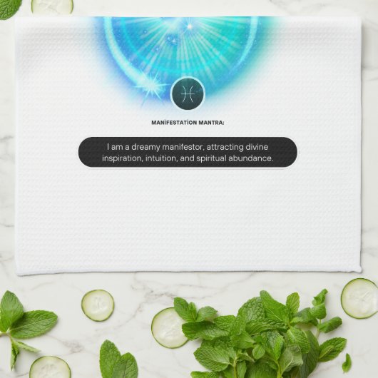 Modern sterrenbeeld PIsces Quote Water Element Theedoek (Gevouwen)