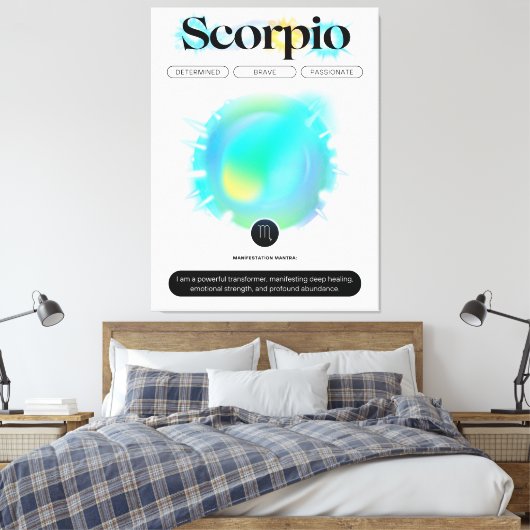 Modern sterrenbeeld Schorpioen Quote Water Element Canvas Afdruk (Insitu (Slaapkamer))