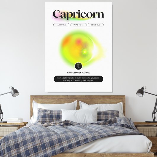 Modern sterrenbeeld Steenbok Quote Earth Element Canvas Afdruk (Insitu (Slaapkamer))